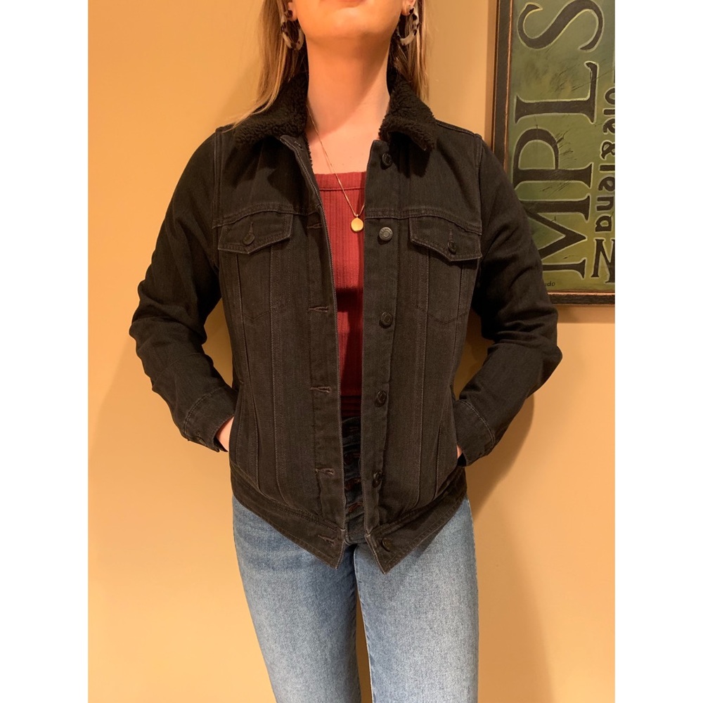 Black shearling lined jean jacket